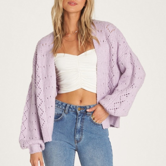Rouge! Sweaters - Lavender Knit Open Cardigan
